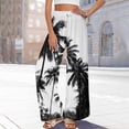 thumbnail image 6 of LWavelet Women's Drawstring Waist Palm Tree Print Wide Leg Pants with Split Detail for Beach & Vacation Wear Black M, 6 of 8