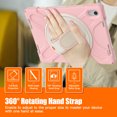 thumbnail image 6 of For iPad 11th 2025 11 inch/iPad 10th 2022 10.9 inch Case, 360 Hand Strap, Shoulder Strap, Kickstand, Rugged Drop Protection, Cherry Pink, 6 of 7