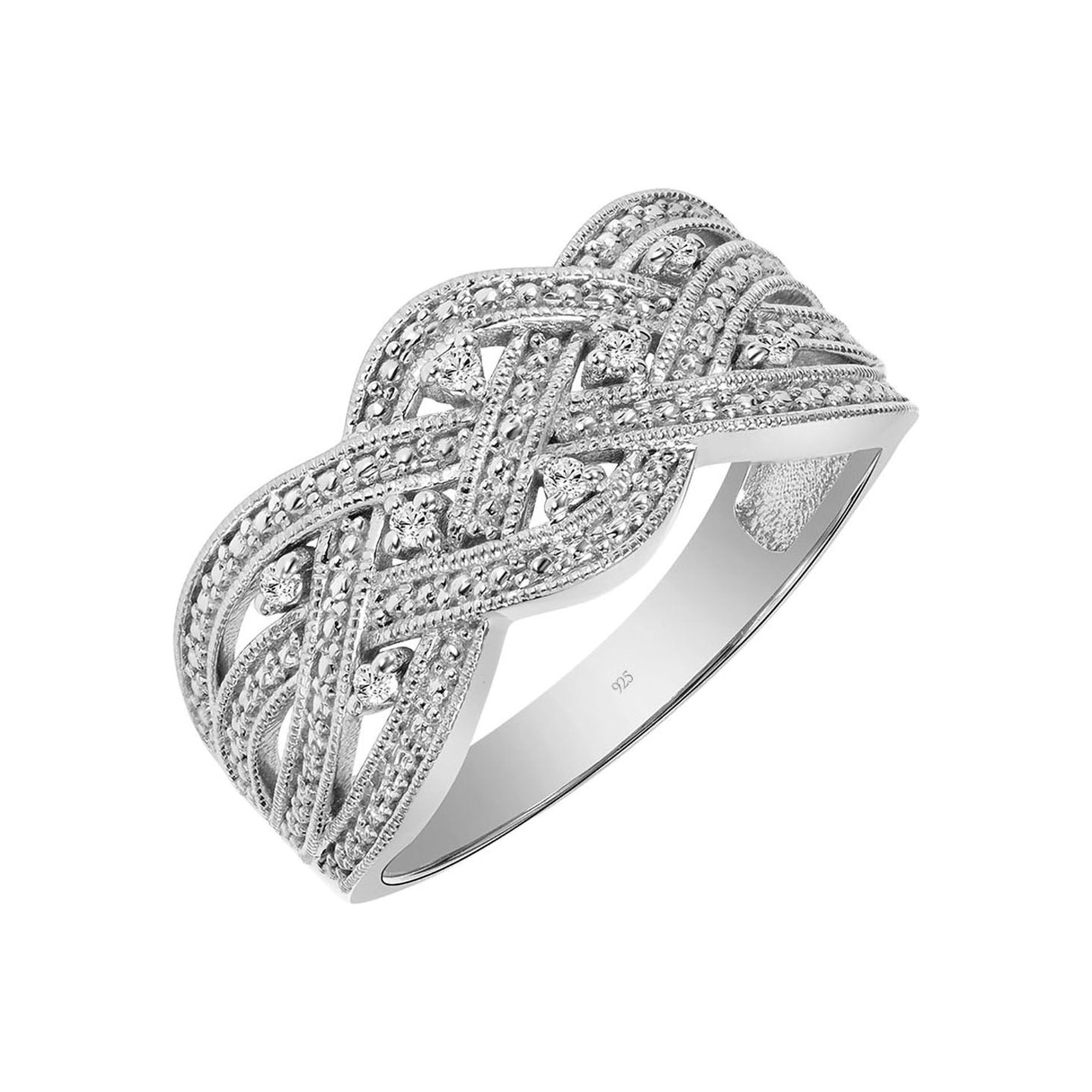Keepsake Diamond-Accent Woven Multi-Row Anniversary Ring in Sterling Silver