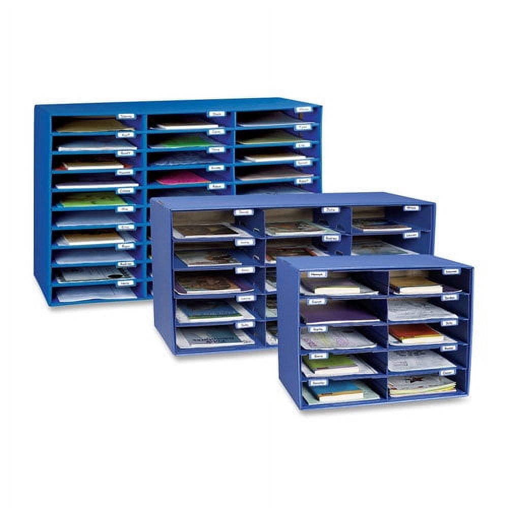 Pacon Classroom Keepers 15-Slot Mailbox, Blue, 12.88" x 31.5" x 16.38"