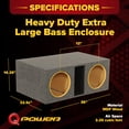 thumbnail image 3 of Q Power Dual 12" Vented Subwoofer Box, Heavy Duty Extra Large Bass Enclosure, 3 of 7