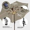 thumbnail image 6 of 9FT Solar LED Patio Umbrella Market Table Umbrella, 16 LED Strip Lights & Hub Light, Aluminum Frame,Beige, 6 of 6