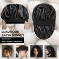 thumbnail image 2 of Satin Silk Bonnet for Sleeping, Adjustable Double Layer Silk Sleep Cap for Women & Men, Soft Satin Lined Bonnet for Natural & Curly Hair, Wine Red, 2 of 6