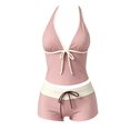 thumbnail image 4 of mgoYE Girls Y2k Vintage 2 Pieces Bikini Set Halter Tankini Top with Shorts Beach Swimsuit Vacation Outfit, 4 of 6