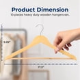thumbnail image 2 of 10 Pcs. Wooden Hangers - Non-Slip, Sturdy, and Heavy Duty Suit Hanger Set with Chrome 360° Swivel Hook and Notches Design for Clothes (Natural), 2 of 4