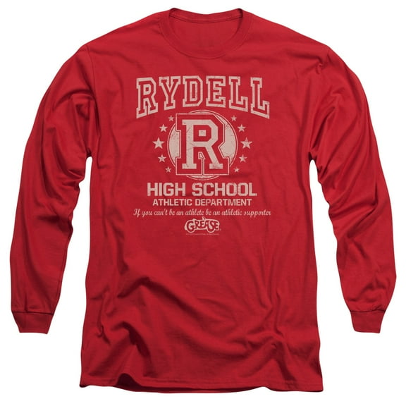 Grease Rydell High Long Sleeve Adult 18/1 T-Shirt Red