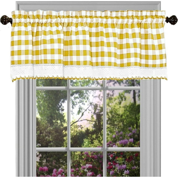 Ben&Jonah PrimeHome Collection Buffalo Check Window Curtain Valance - 58x14 - Yellow