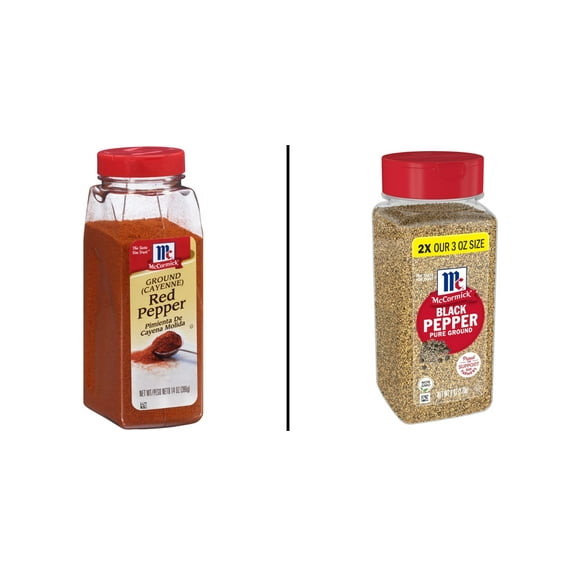 McCormick Pure Ground Black Pepper, 6 oz & McCormick Ground Cayenne Red Pepper, 14 oz