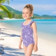 thumbnail image 5 of Girls Ruffled One Piece Swimsuit Summer Beach Vacation Swimwear Tank Swimsuit Lavender Glitter Stars Pattern, 5 of 8