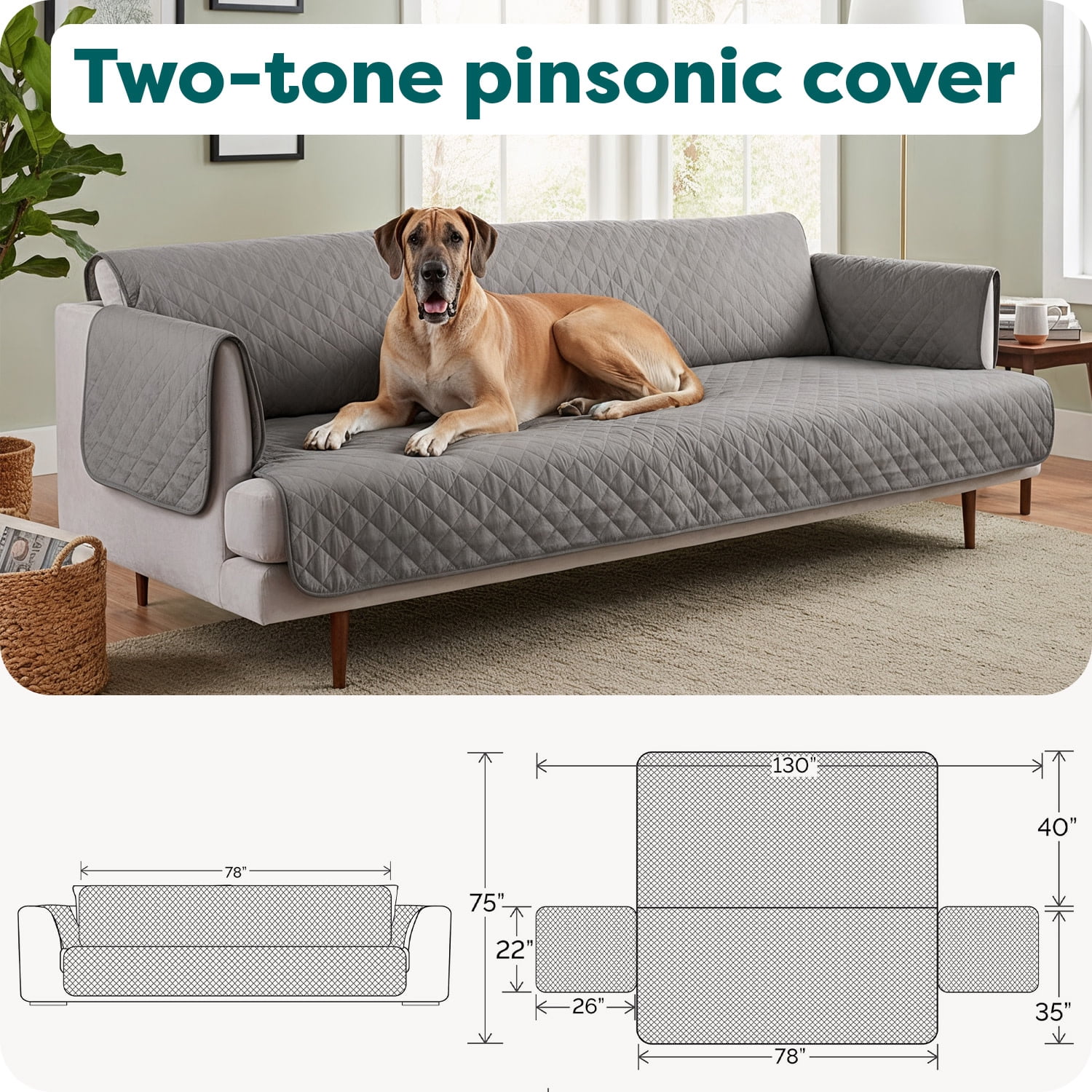 XL Sofa Reversible Furniture Protector - Gray/Mist