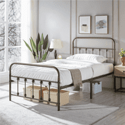 Alden Design Metal Platform Twin Bed with High Headboard, Bronze, Twin