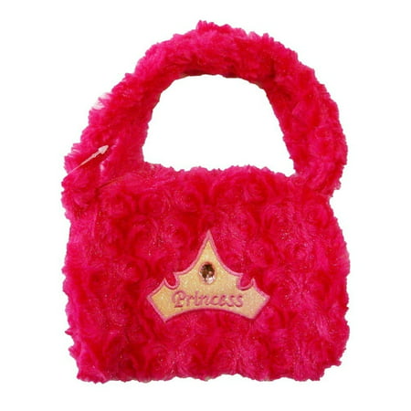 Wenchoice - Girls Hot Pink Princess Crown Applique Stone Attached Velvet Purse - www.lvbagssale.com