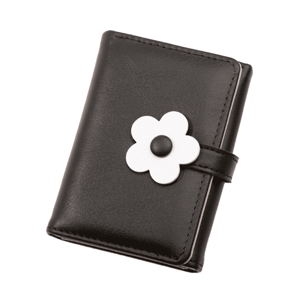 GASTROPOD Girls Wallet Exquisite Flower Decoration Pink Wallet Pu Leather Comfort Lightweight Wallet for Teen Girls Black