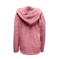 thumbnail image 4 of Fesfesfes Women Hooded Warm Faux Coat Jacket Winter Zipper Solid Long Sleeve Sweatshirt or, 4 of 5