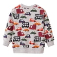 thumbnail image 4 of Toddler Boys Sweatshirts Gray Cartoon Print Winter Warm Clothes Size 7 Red Truck, 4 of 5