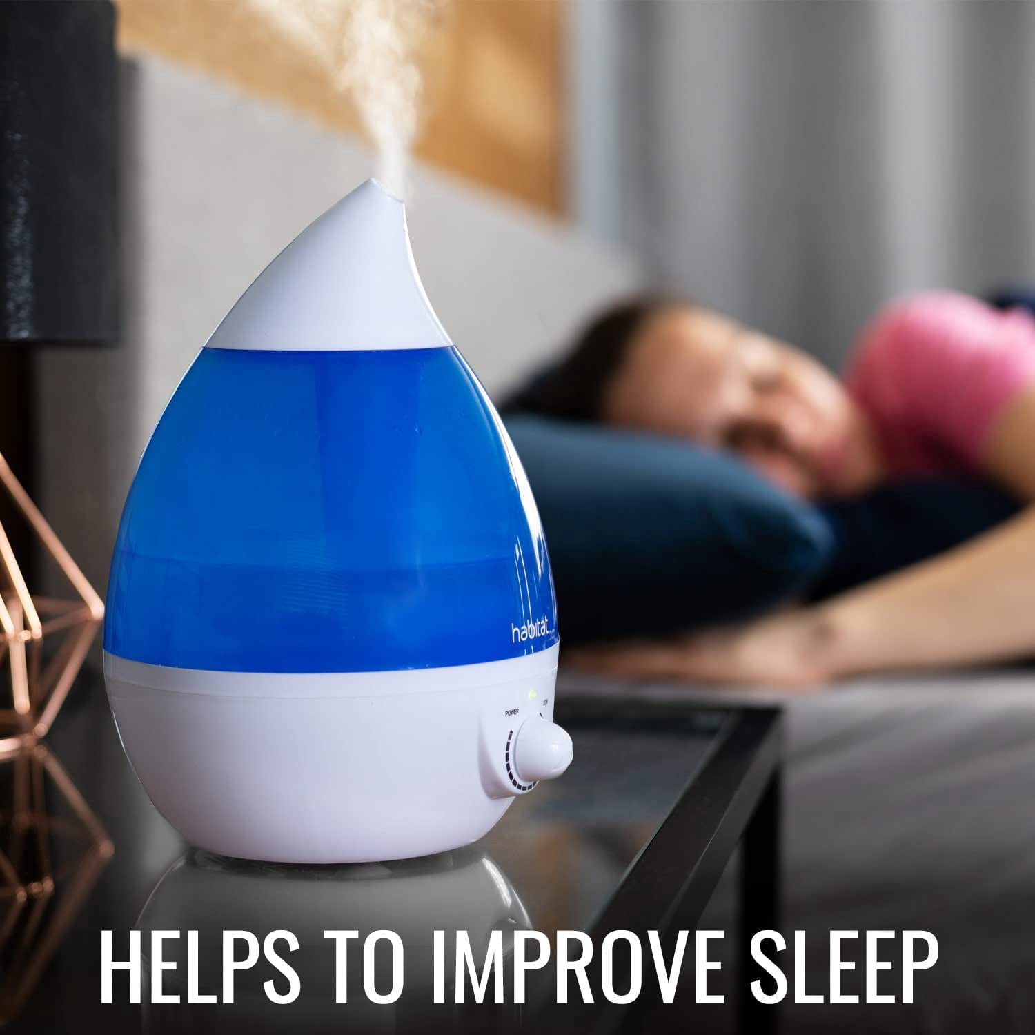Habitat Cool Mist Ultrasonic Humidifier with Large 2.5L Tank, Whisper Quiet Humidifier with LED Light for Bedroom, 24 Hours of Continuous Mist, Blue