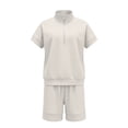 thumbnail image 6 of bravefron Two Piece Sets for Women Summer Zipper V Neck Tops Wide Leg Sweatpants Short Sleeve Top And Shorts Tracksuit Travel Outfits, 6 of 7