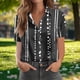thumbnail image 2 of Blusas para mujeres Moda casual Impresión casual cómoda de manga corta botón de bolsillo Camiseta de la blusa superior para primavera verano, 2 of 7