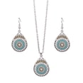 thumbnail image 2 of SmartBy 2Pcs/Set Ethnic Style Faux Turquoise Necklace Earrings Set Women Shining Rhinestones Inlaid Pendant Necklace Hook Earrings Jewelry Set, 2 of 7