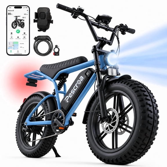 28MPH Max Speed Electric Bike with 500LBS Max Weight, 750W Peak Motor Ebike for Adults, Pescroa Electric Bike for Adults, APP Control, Adult Electric Bicycles with 65Mile Range