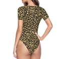 thumbnail image 4 of Fotbe Women Short Sleeve Bodysuit Round Neck Leopard Print Bodysuit For Women Round Neck Scoop Neck Long Sleeve Stretch Tops Jumpsuit-Medium, 4 of 9