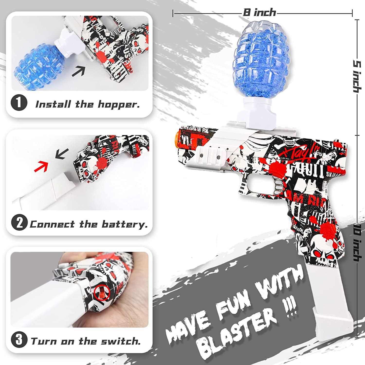 ZHENDUO Electric Gel Ball Blaster Automatic Splatter Blaster Rechargeable for 14+ Years Old