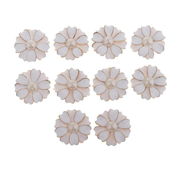 10 Pieces 10 Petals Pearl Rhinestone Flower Button Crystal Flatback for Jewelry Diy -Handcrafts Ornaments x5 andpearl pearl