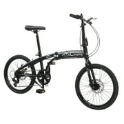 Campingsurvivals 20in 7-Speed Shimano Gears Bicycle, Lightweight Folding Bike, for Adult, Black