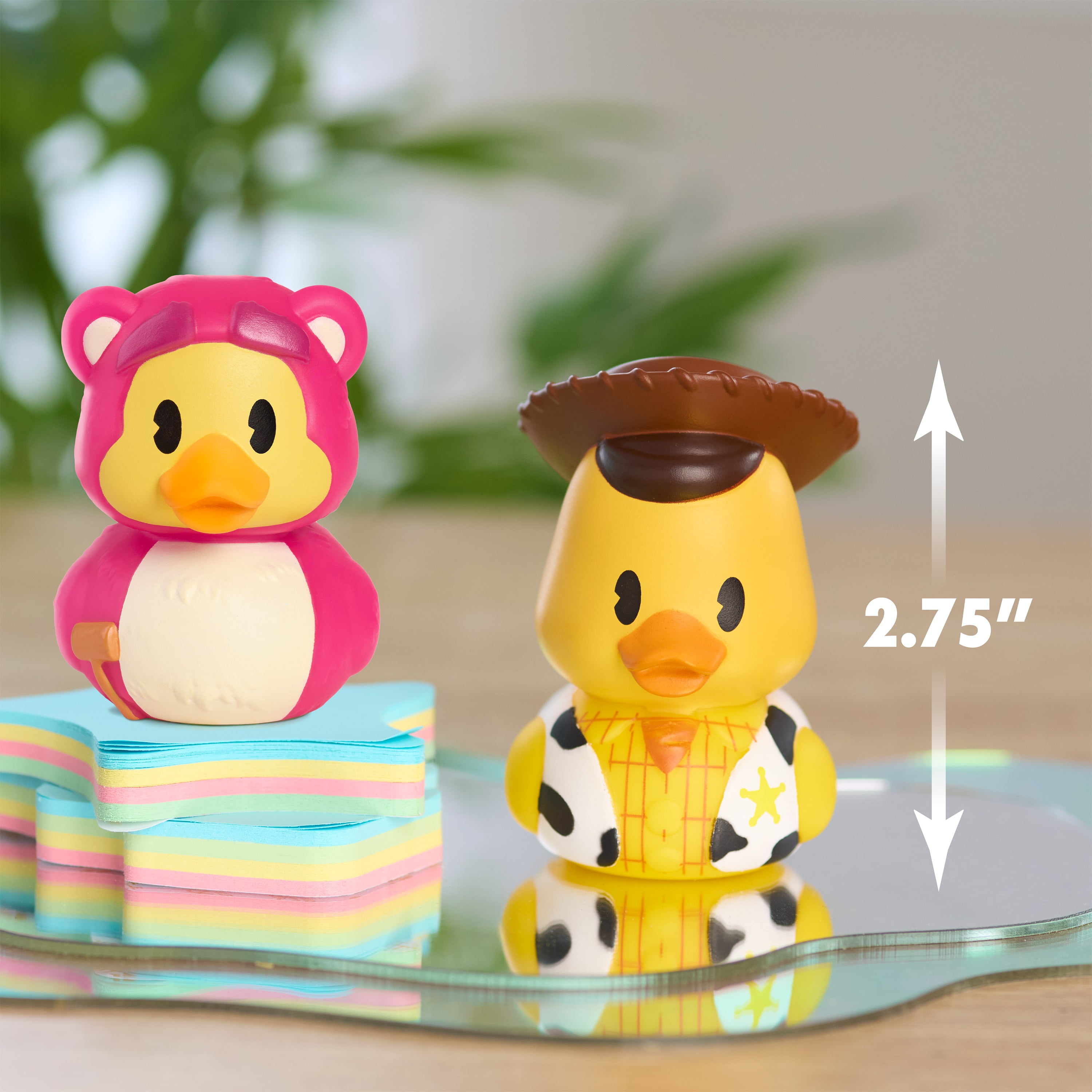 Duckalooz Character Duck Toy Figures 2-Pack, Lotso and Woody, Collectible Ducks for Play and Display, Novelty Gift Toy Set Kids Ages 2+