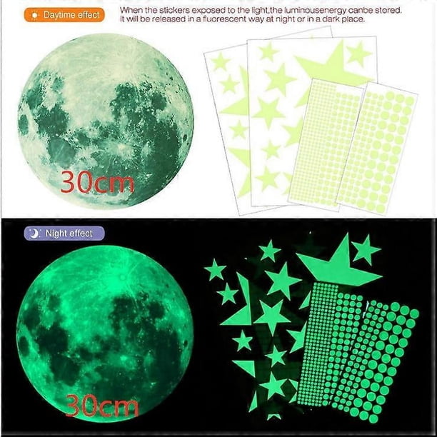435 pegatinas de pared de plástico fluorescentes noctilucentes con estrellas y lunas luminosas que brillan en la oscuridad.