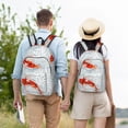 thumbnail image 6 of Balery Koi Fish Corals,Spring Summer Vintage Canvas Backpack for Men and Women - Large Capacity, Durable Travel Laptop Bag for School, Work, Hiking, and Outdoor Activities, 6 of 7