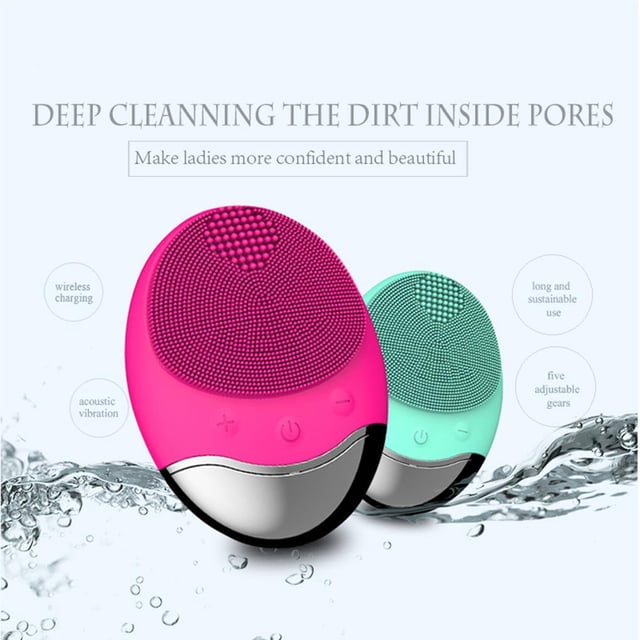 stanreset Deep Cleaning Electric Face Silicone Face Cleaning Brush With Wireless Charging Base Green