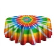 thumbnail image 5 of Rainbow Tie Dye Sunburst Round Tablecloth 60"x60",Wrinkle Wipeable Table Cloth for Kitchen Dining Room Picnic Patio Party, 5 of 6