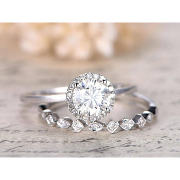 New Style 1.75 Carat Moissanite Diamond Wedding Set with 18k Gold Plating