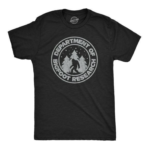 Mens Department Of Bigfoot Research T Shirt Funny Sasquatch Search Tee for Guys Graphic Tees