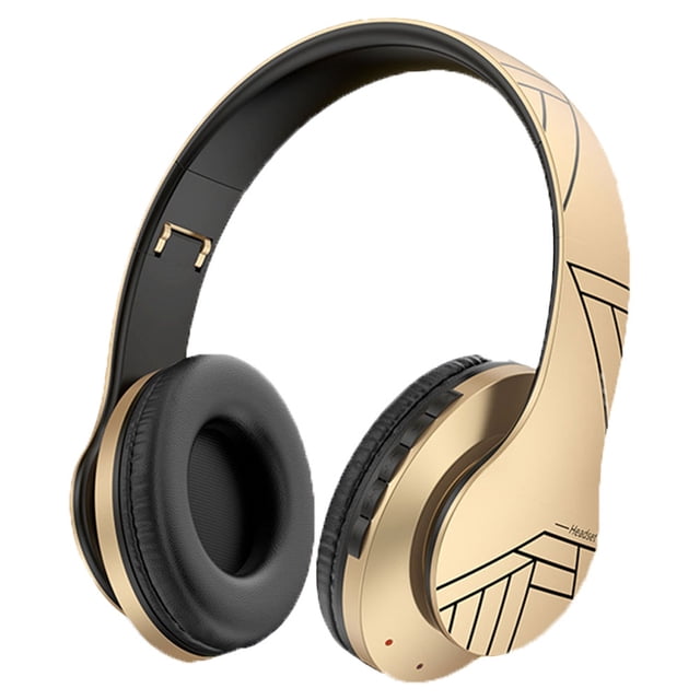 Audífonos Diadema Bluetooth Inalámbricos y Alámbricos con Micrófono Integrado Plegables Estéreo para Celular Tablet Laptop PC Oro