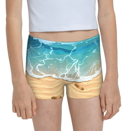 Pofeuu Tropical Beach With Starfish Print Soft Cotton Girls Boyshort panties Toddler Underwear-Large