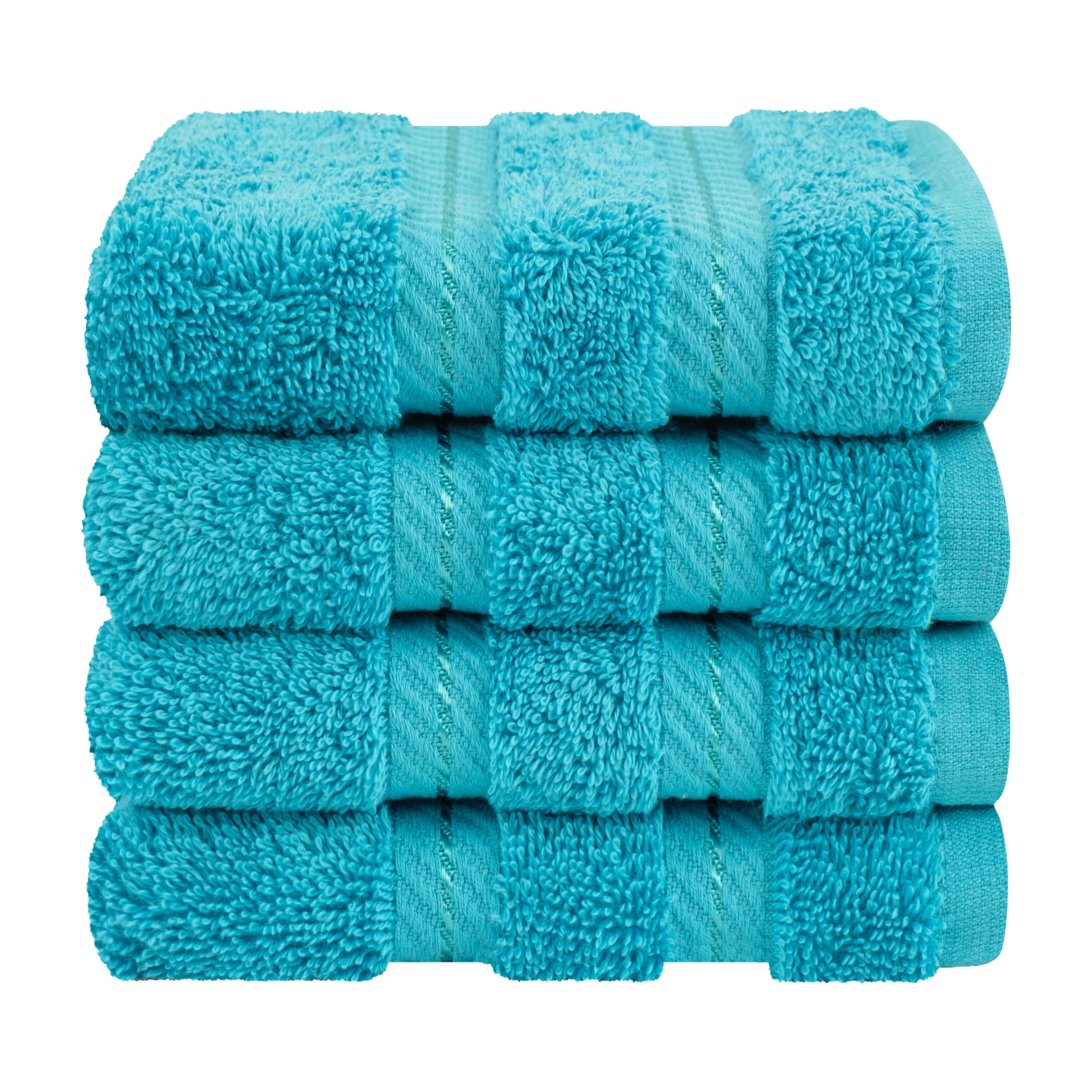 American Soft Linen Luxury 4 Piece Washcloth Set, 100% Cotton Turkish Washrags and Washcloths, Aqua Blue