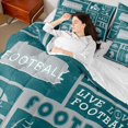 thumbnail image 4 of Castle Fairy Teens Adults Football Print Twin Bedding Sets 7-Piece,Sport Gamer Bedding Comforter Set Microfiber,Blue Grey Breathable Sheet Sets,Breathable Home Decor,Reversible, 4 of 8