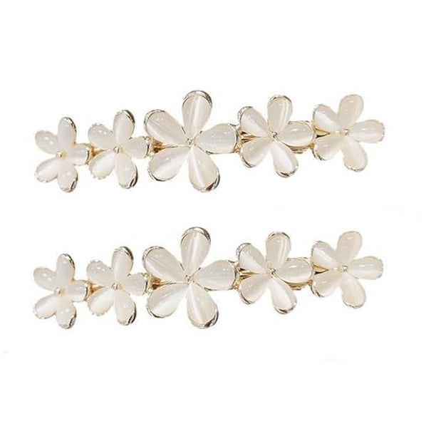 2 pinzas para el pelo con ópalo y flores, pasadores dorados brillantes para boda, horquillas para el pelo, San Valentín, bodas, bailes, s, cumpleaños, accesorios decorativos para mujeres y niñas, pel