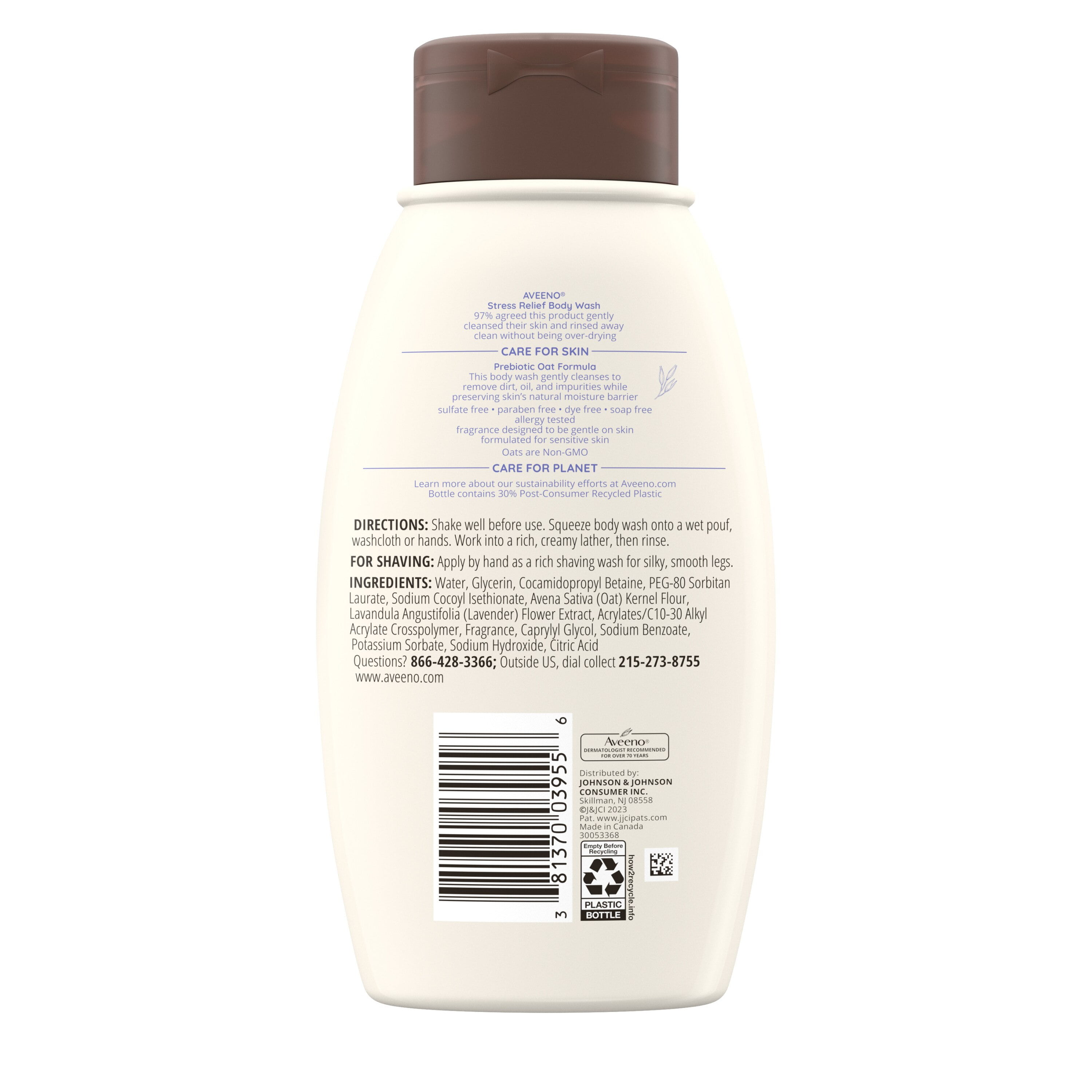 Aveeno Stress Relief Body Wash with Lavender & Chamomile, 12 fl. Oz - 2 Pack