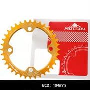 (One Piece) Mountain Bike 104BCD Chainring Positive and Negative Chainring Single Speed Circle (Elliptic 32T) Yellow