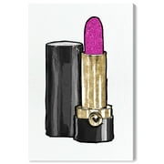 Wynwood Studio Canvas Very Pink Lipstick I Fashion and Glam Makeup Wall Art Canvas Print Black Hot Pink 16x24