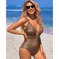 thumbnail image 6 of Attraco Women Sexy Sequinned One Piece Swimsuits Plunge V Neck Strappy Bathing Suit Hollow Out Monokini Swimwear, 6 of 8