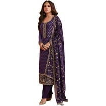 Designer Traditional Wear Pakistani Trouser Pant Dress Indian Salwar Kameez Suits ( Purple, M - 40 )