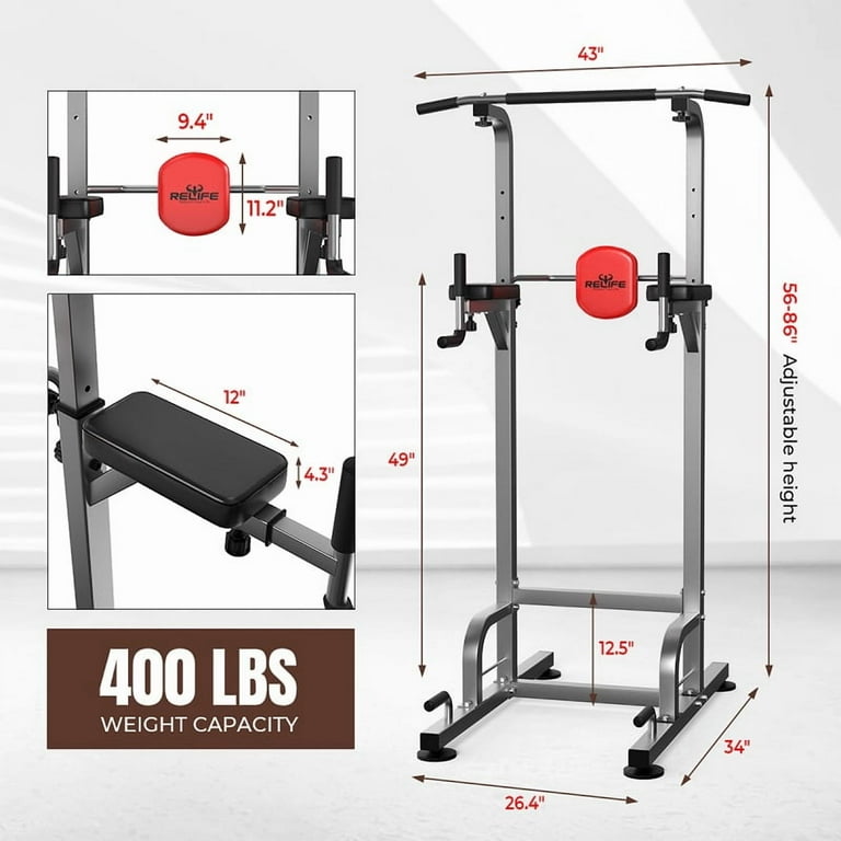 RELIFE REBUILD YOUR LIFE Power Tower Workout Stand, Multifunction