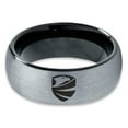 thumbnail image 2 of Tungsten Hawk Bald Eagle Wings Crest Band Ring 8mm Men Women Comfort Fit Black Dome Brushed Gray Polished, 2 of 4
