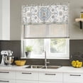 thumbnail image 4 of Blue Boho Curtain Valances for Windows, Kitchen Valance Window Treatments Panel 2 Pack, Luxury Ethnic Traditional Floral Pattern Rod Pocket Short Curtains for Bathroom Bedroom 42 x 12 Inch, 4 of 8