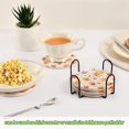 thumbnail image 5 of Yayeee 6 PCS Drink Coasters with Holder Set Woven Absorbent Round Tabletop Hot Pad, Watercolor Autumn Leaves, 5 of 7