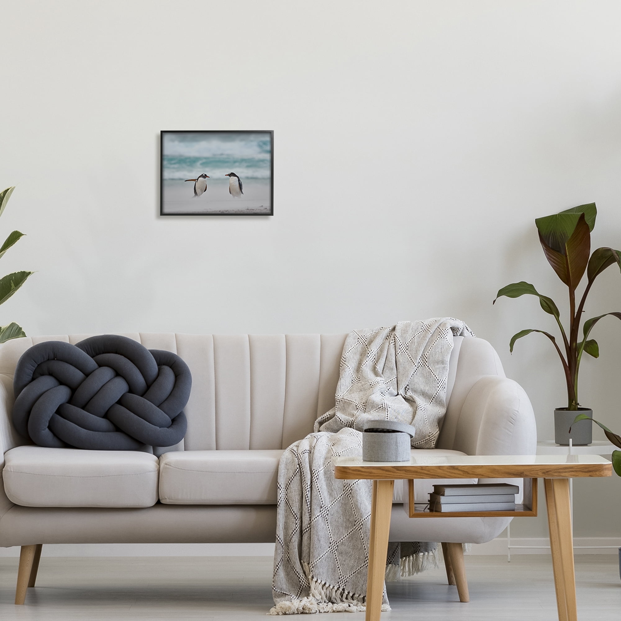 Stupell Industries Penguins on Arctic Beach Animals & Insects Photography Black Framed Art Print Wall Art, 14 x 11